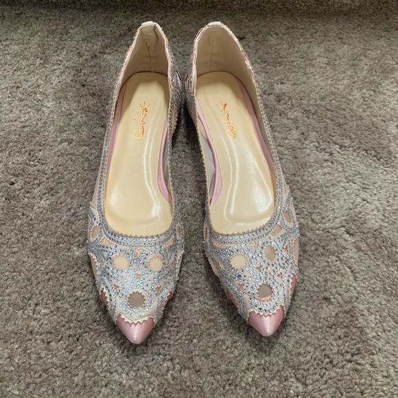 XYD Women Elegant Pointed Toe Rhinestone Flats - Picture 3 of 14